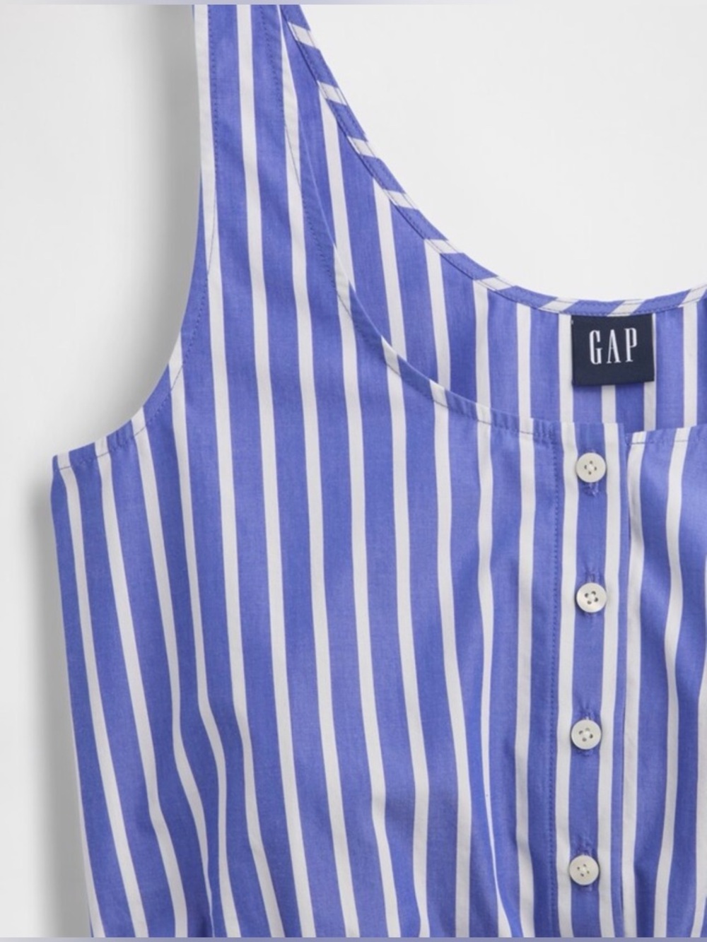 GAP Blue & White Striped Cinched-Hem Crop Top - Picture 6 of 7
